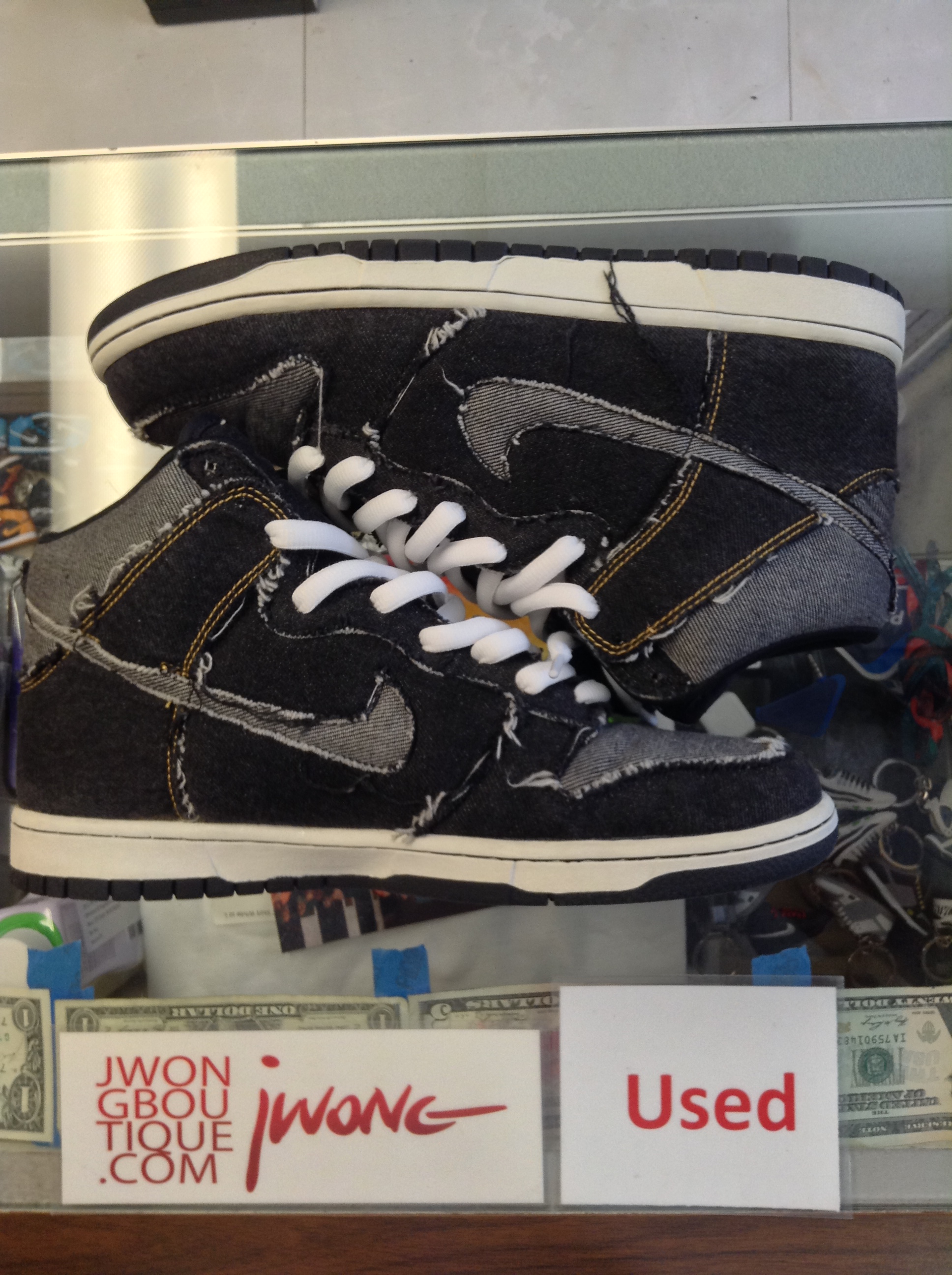 nike dunk black denim