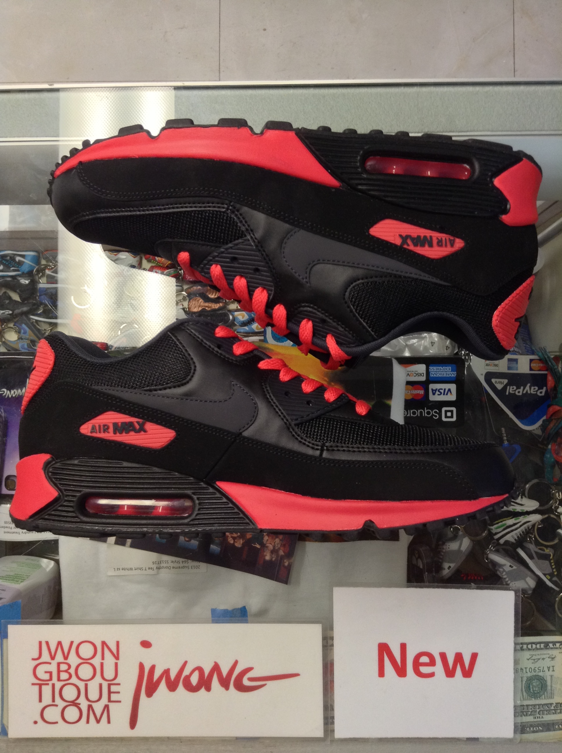 air max 90 essential black red