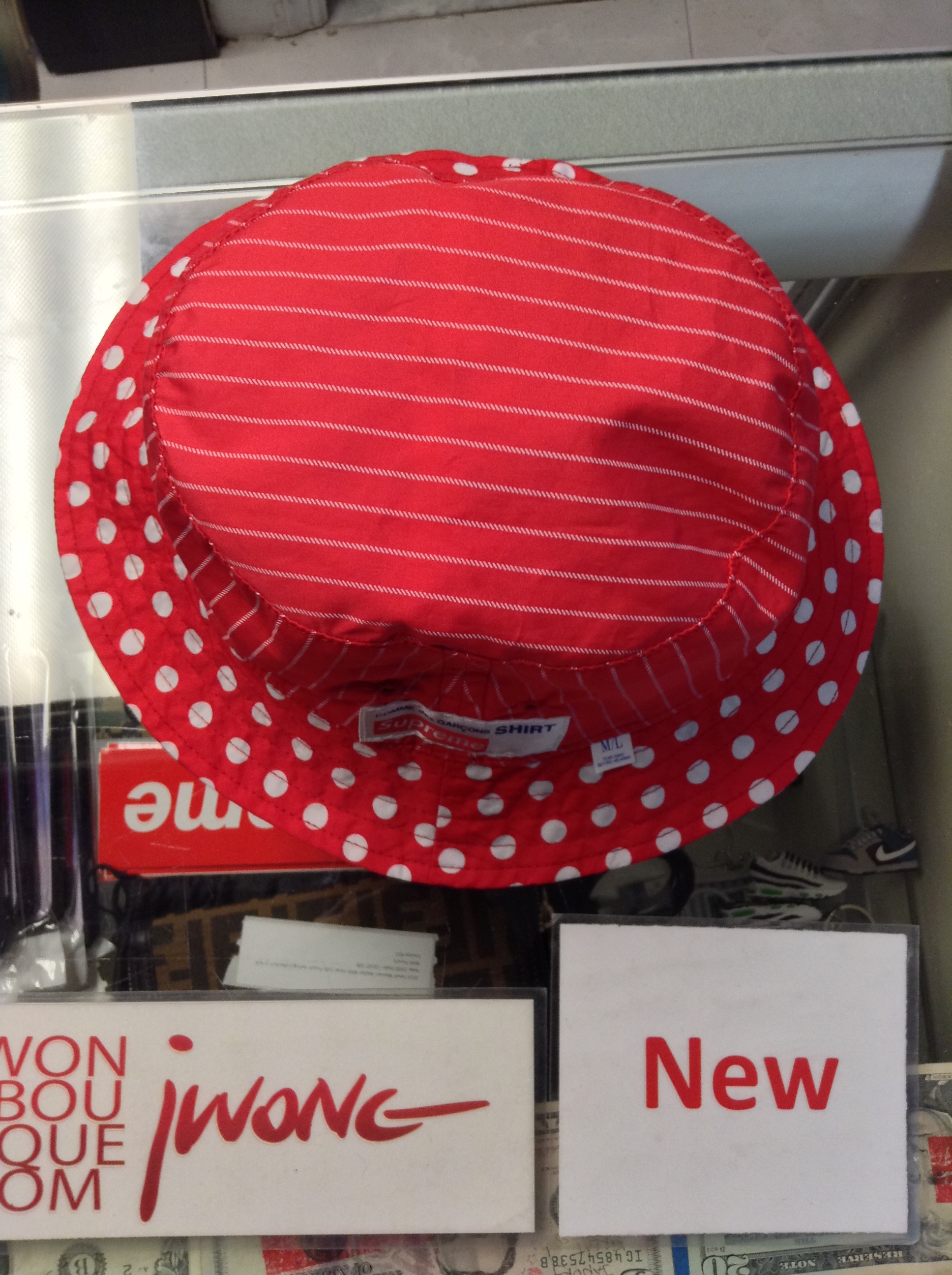 2014 Supreme CDG Main Crusher Red Bucket Hat | Jwong Boutique