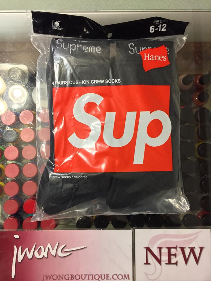 2017 Supreme Hanes Cushion Crew Socks Black | Jwong Boutique
