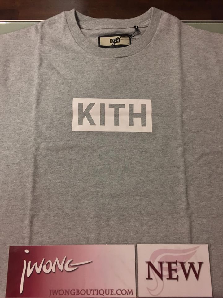 2017 Kith Box Logo T Shirt Heather Grey White | Jwong Boutique