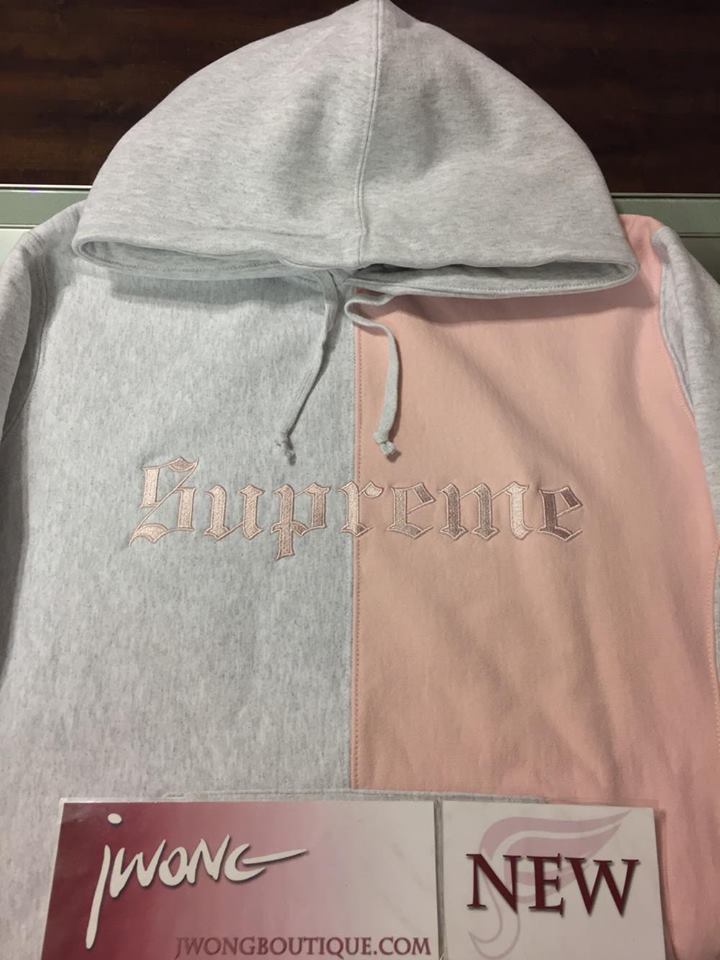 2017 Supreme Split Old English Hooded Sweatshirt Ash Grey | Jwong Boutique