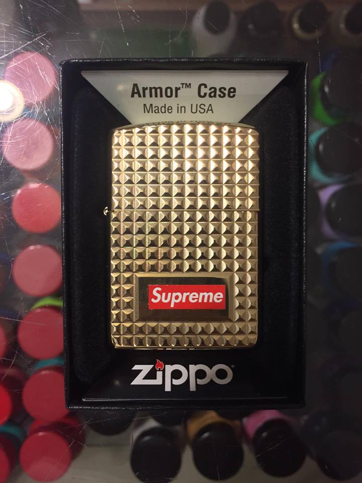 2017 Supreme Zippo Logo Armor Case Gold | Jwong Boutique
