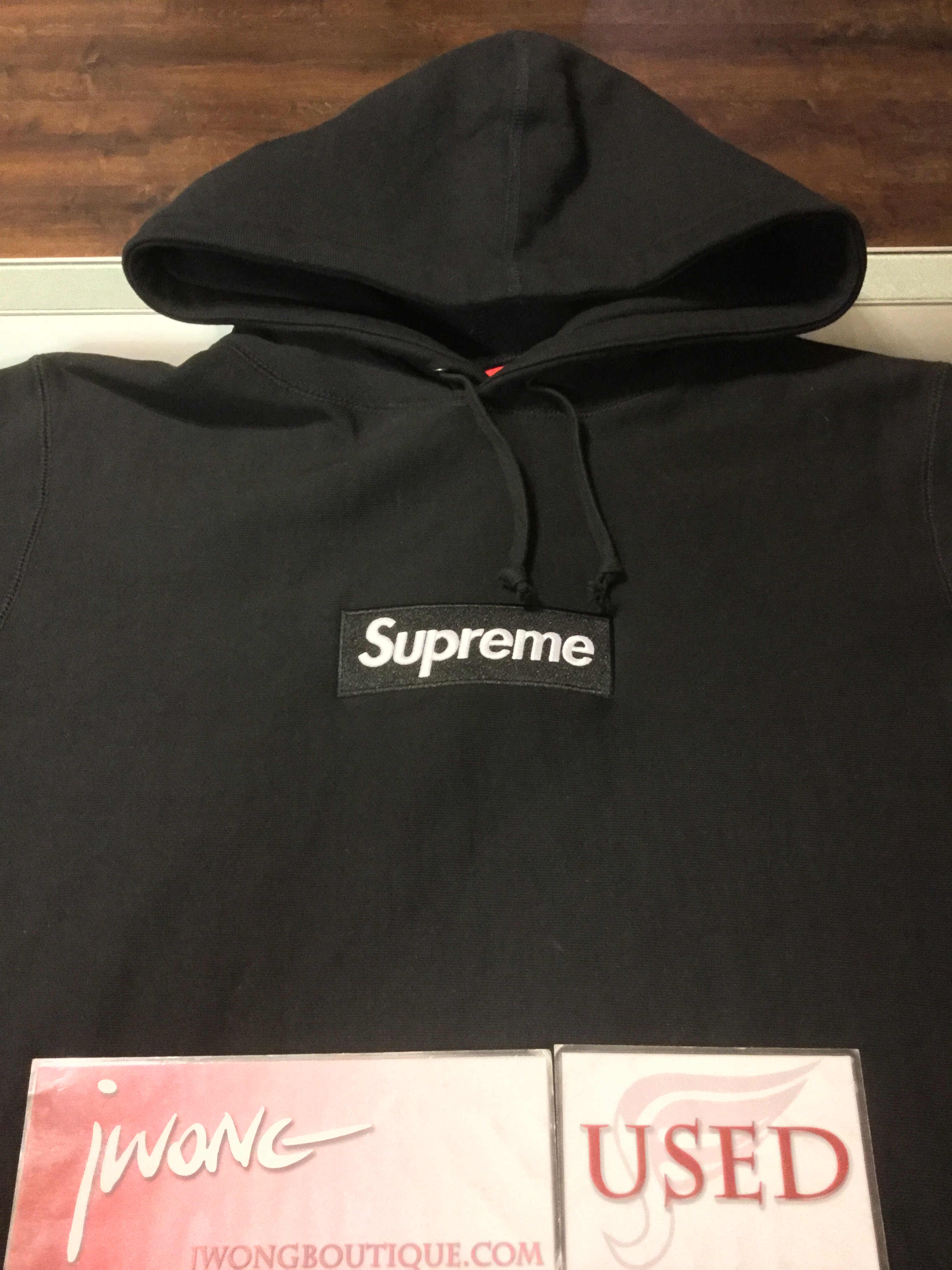 2016 Supreme Box Logo Hooded Sweatshirt Black | Jwong Boutique