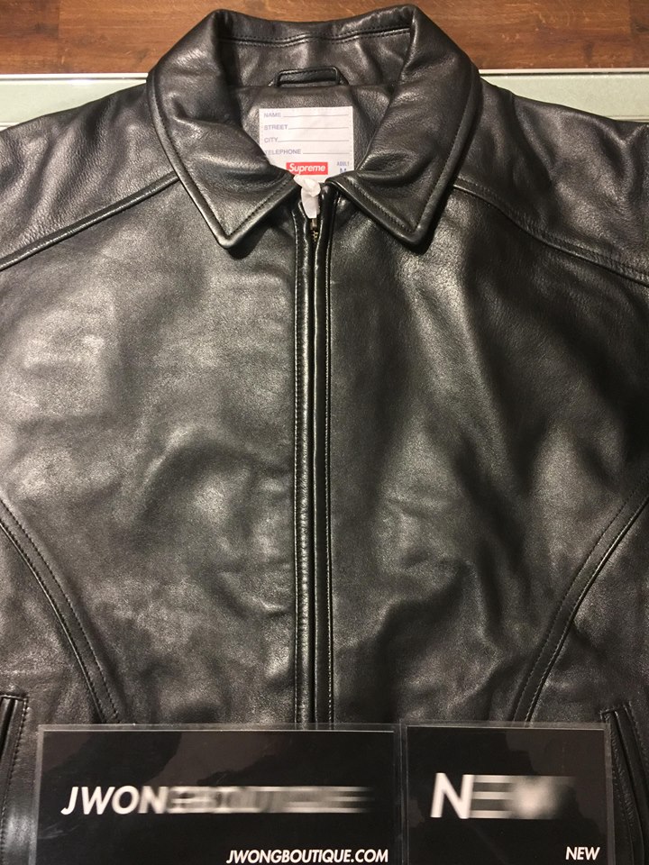 2018 Supreme Studded Arc Logo Leather Jacket Black | Jwong Boutique