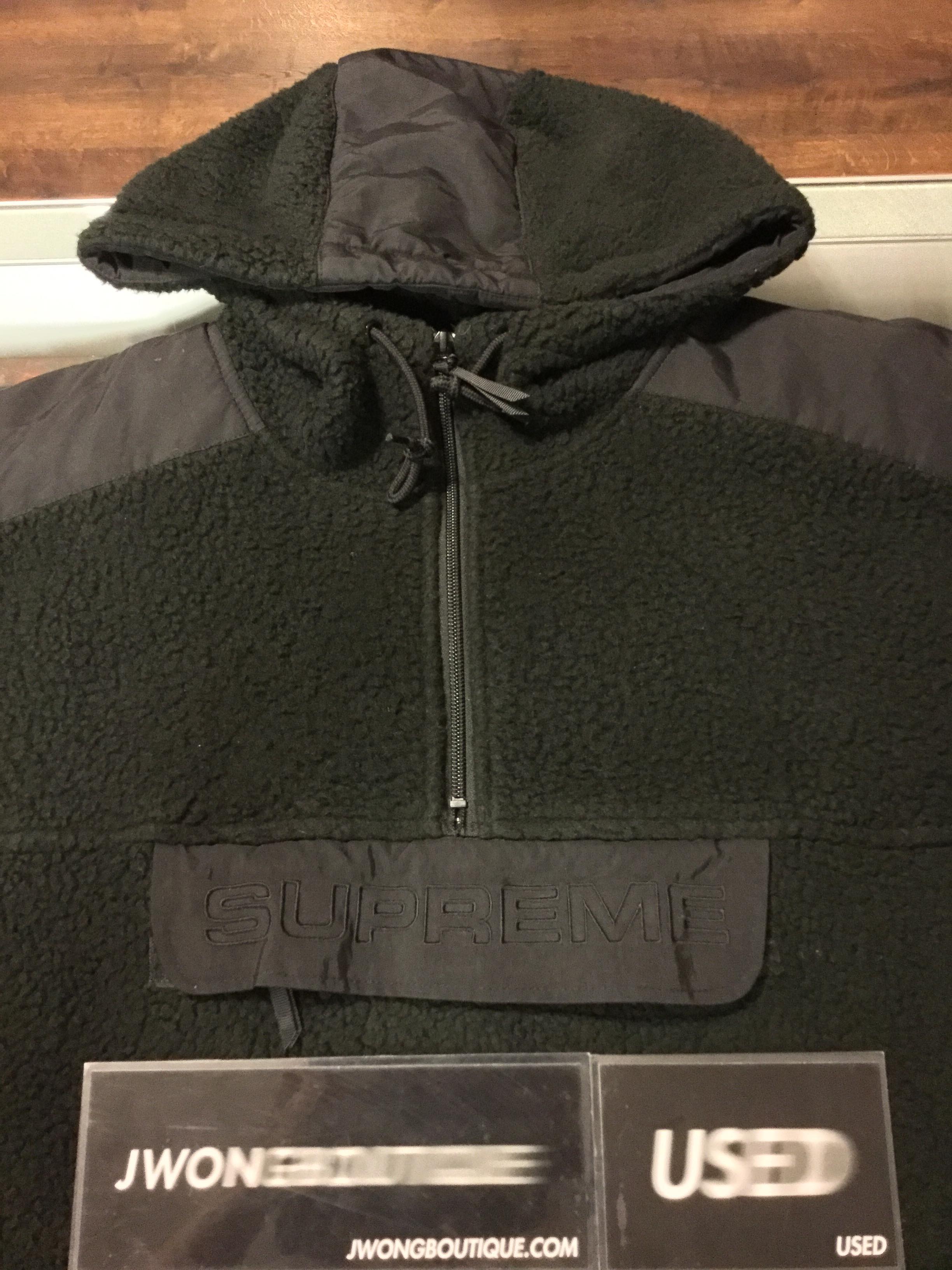 2017 Supreme Polartec Fleece Hooded Half Zip Pullover Black | Jwong Boutique