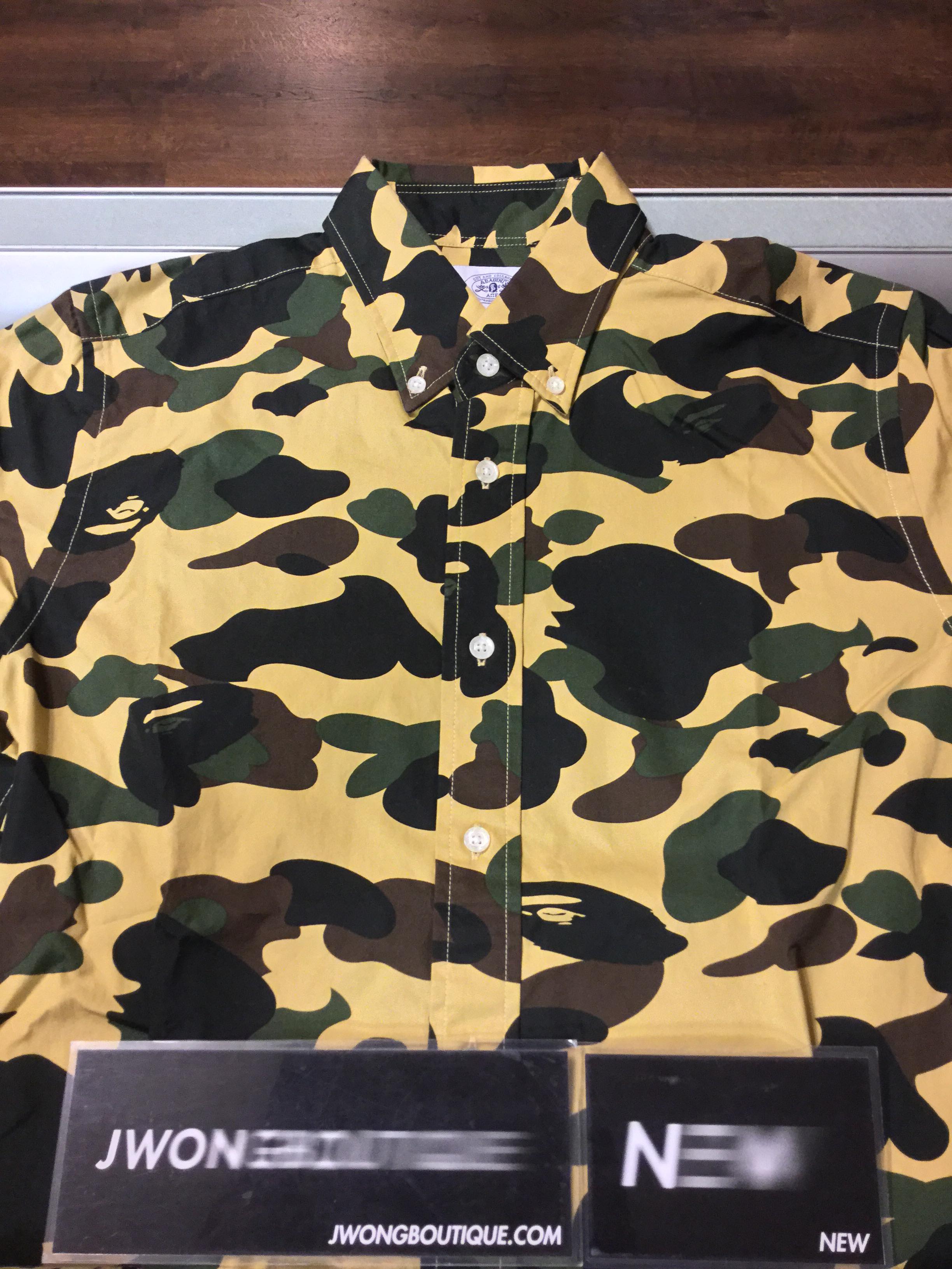 2018 Bape 1ST Camo Button Down Shirt Yellow Camo | Jwong Boutique