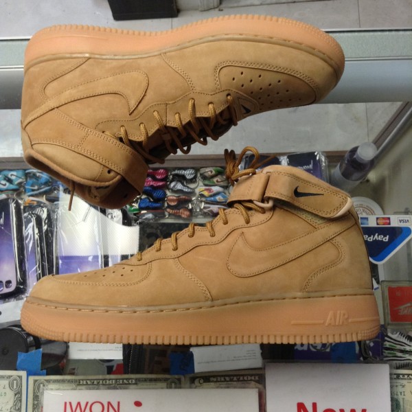 2014 Nike Air Force 1 Mid Flax Wheat