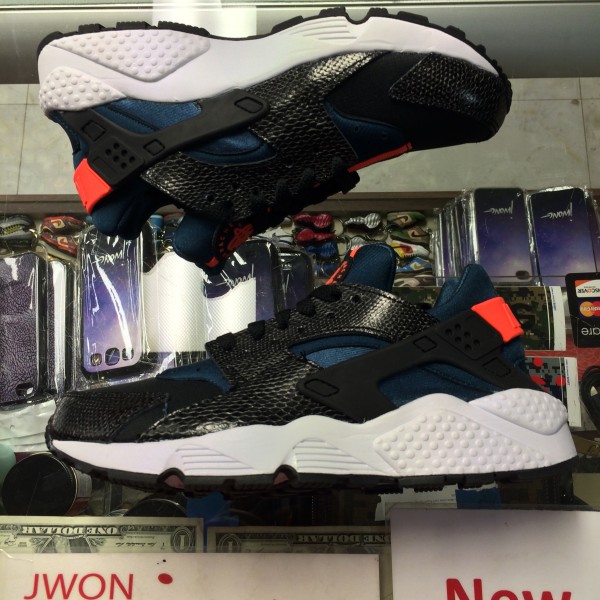 2014 Nike Air Huarache Snakeskin Black Space Blue Men