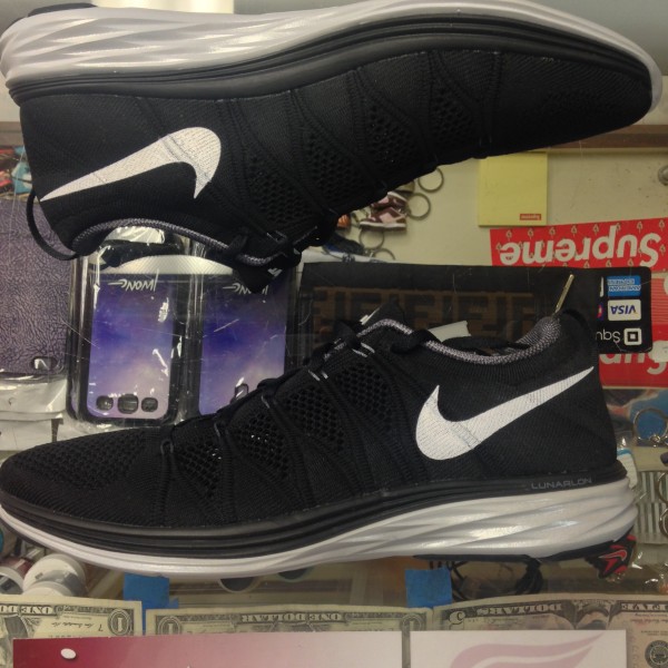 2014 Nike Flyknit Lunar2 Black Dark Grey Half Box