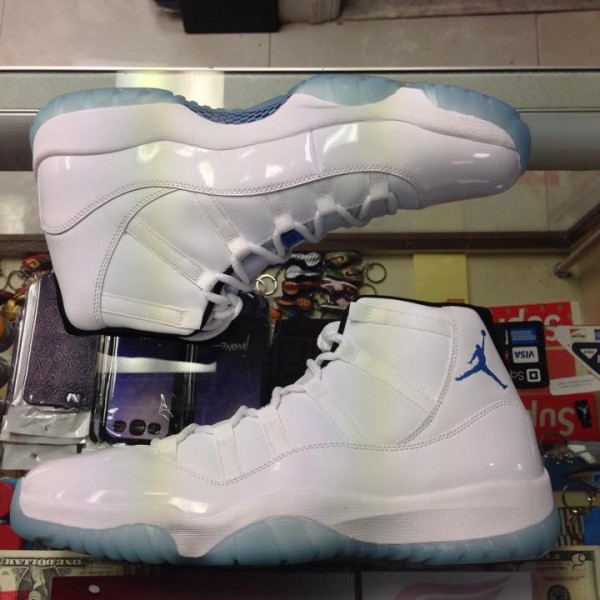 2014 Nike Air Jordan XI Legend Blue Men Yellowing