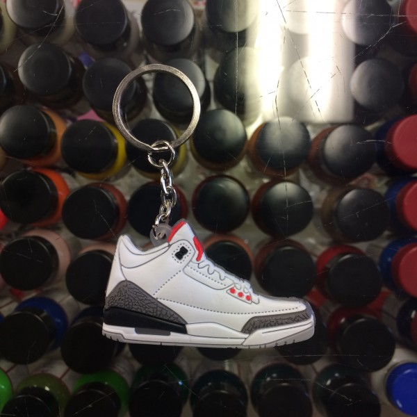 2011 Nike Air Jordan III White Cement 2D Keychain