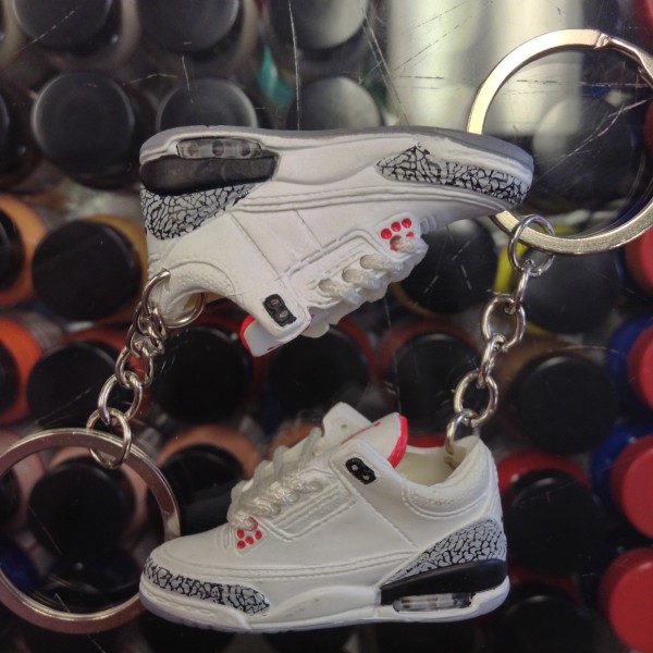 2013 Nike Air Jordan III White Cement 88 3D Keychain
