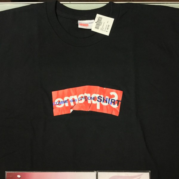 2017 Sup Box Logo Comme Des Garcons Tee Black CDG