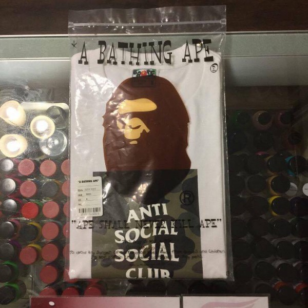 2017 Bape x Anti Social Social Club White Tee Green Camo