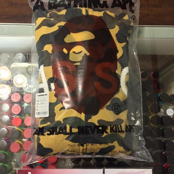 2017 Bape x Anti Social Social Club ASSC Full Zip Up Crystal Swarovski Yellow Camo