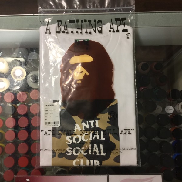 2017 Bape x Anti Social Social Club White Tee Yellow Camo