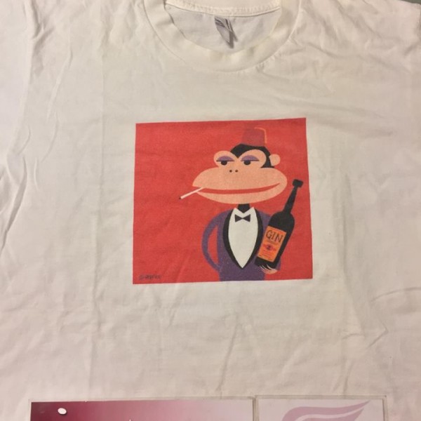 2015 American Apparel Monkey With Gin Tee White 