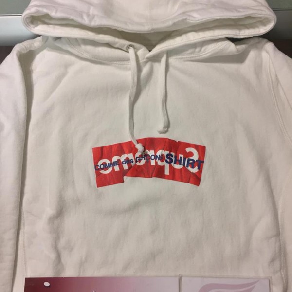 2017 Sup Box Logo Comme Des Garcons Hoodie White CDG