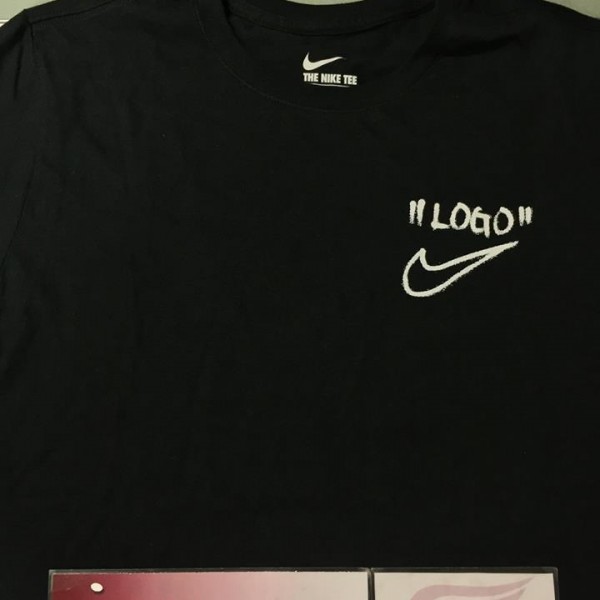 2017 Off White X Nike Logo Black Tee