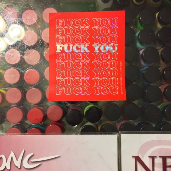 2017 Hysteric Glamour Fuck You Sticker Red