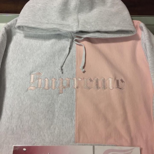 2017 Sup Split Old English Hooded Sweatshirt Ash Grey