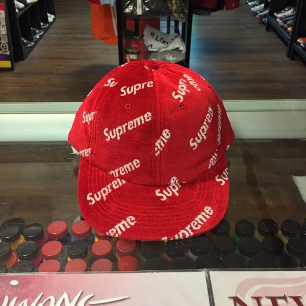 2017 Sup Velour Diagonal Logo 6 Panel Cap Red