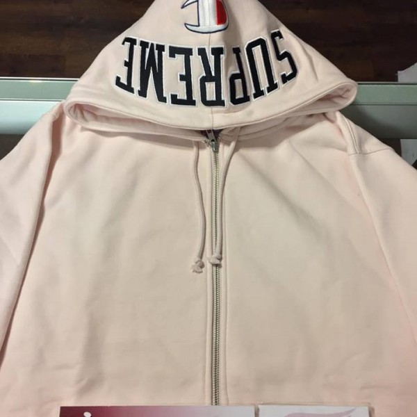 2017 Sup Champion Arc Logo Zip Up Sweater Light Pink