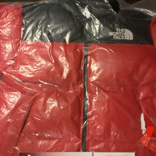 2017 Sup x The North Face Leather Nuptes Jacket Red