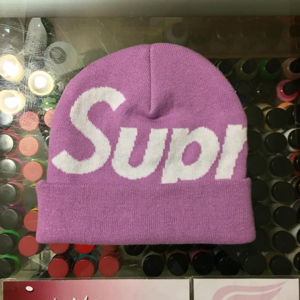 2017 Sup Big Logo Cashmere Beanie Light Purple