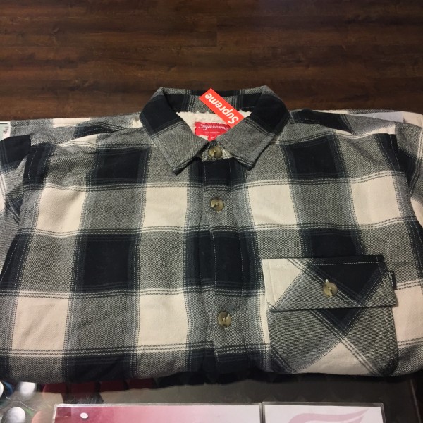 2017 Sup Buffalo Plaid Sherpa Lined Chore Shirt Black