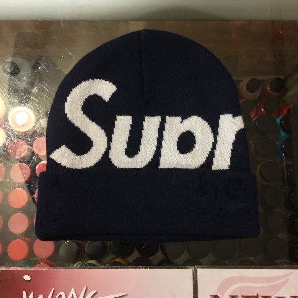 2017 Sup Big Logo Cashmere Beanie Navy