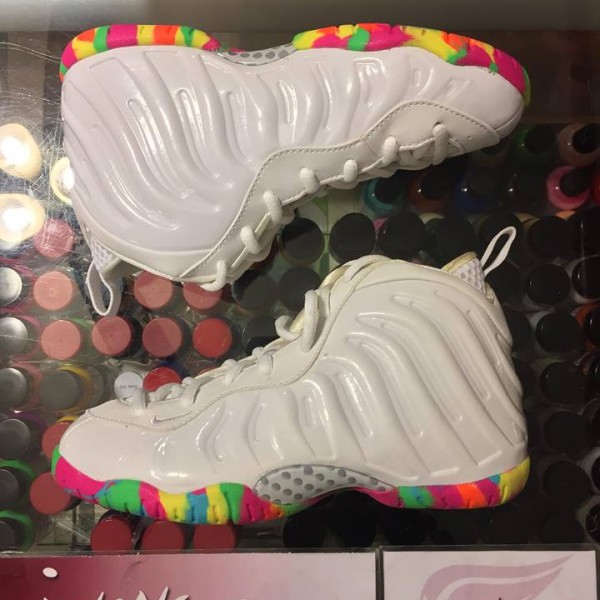 2015 Nike Air Little Posite One Fruity Pebble White Kids Yellowing 