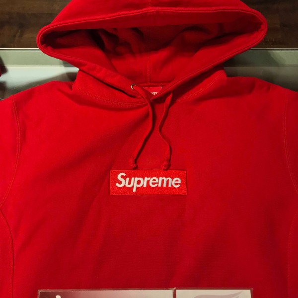 2016 Sup Box Logo Hooded Sweatshirt Red