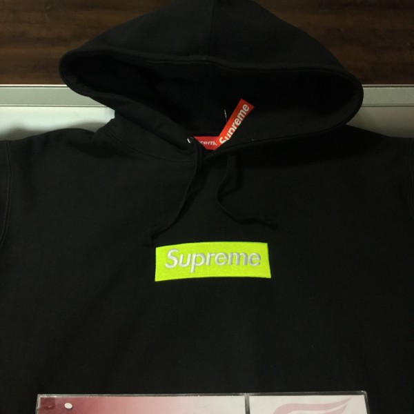 2017 Sup Box Logo Hooded Sweatshirt Black