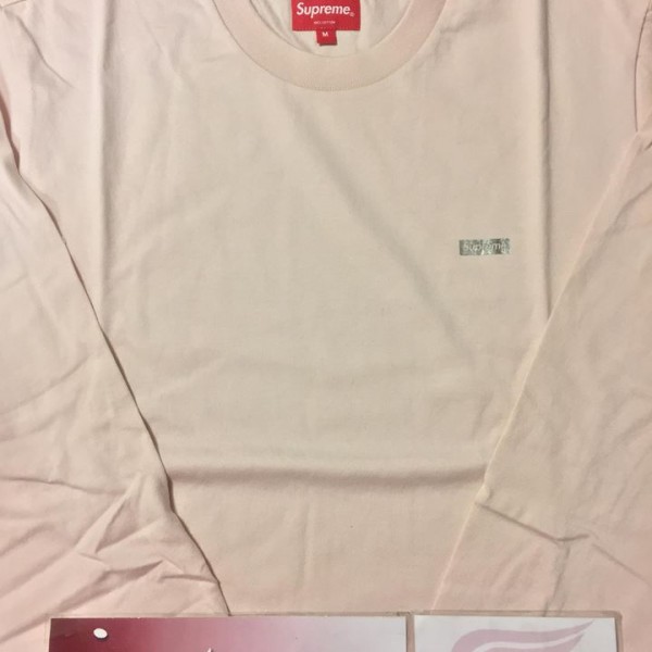 2017 Sup Metallic Box Logo LS Long Sleeve Tee Pale Peach