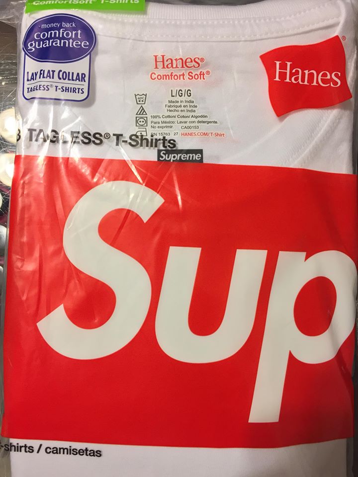 2017 Supreme Hanes Tagless Tee Shirt White 3 Pack | Jwong Boutique