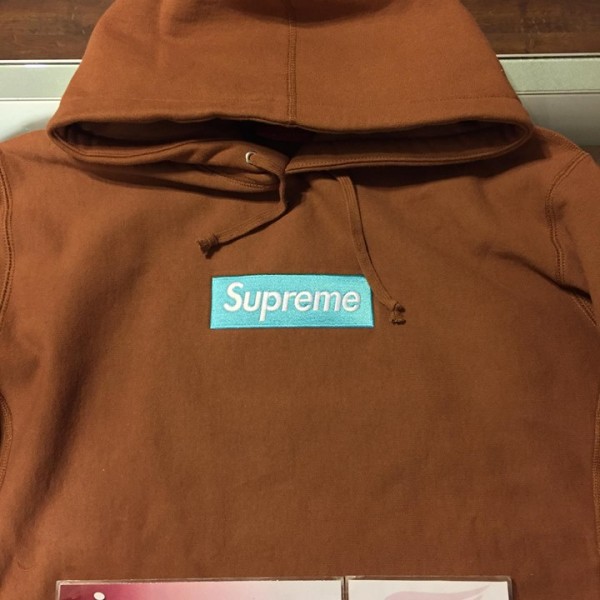 2017 Sup Box Logo Hooded Sweatshirt Rust