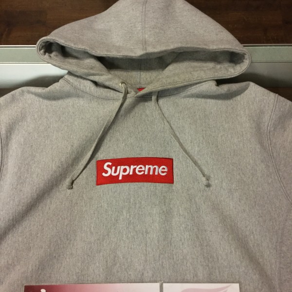 2016 Sup Box Logo Hooded Sweatshirt Heather Grey