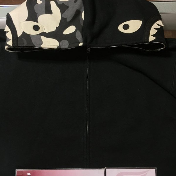 2017 Bape Shark Glow In The Dark Zip Up Hooded Sweatshirt Black 