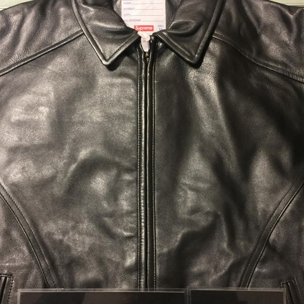 2018 Sup Studded Arc Logo Leather Jacket Black