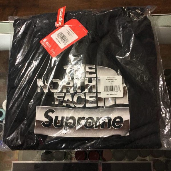 2018 Sup The North Face Metallic Logo Hooded Sweatshirt Black