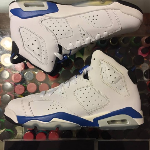 2014 Nike Air Jordan VI Sport Blue Youth Yellowing 