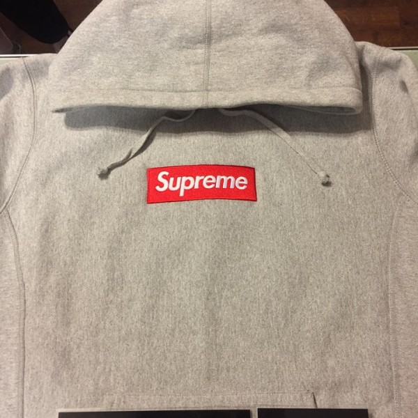 2016 Sup Box Logo Hooded Sweatshirt Heather Grey