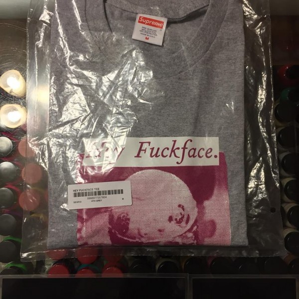 2018 Sup Hey Fuckface Tee Heather Grey Packaged
