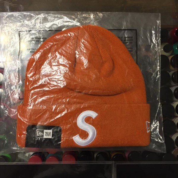 2017 Sup New Era S Logo Beanie Orange Packaged