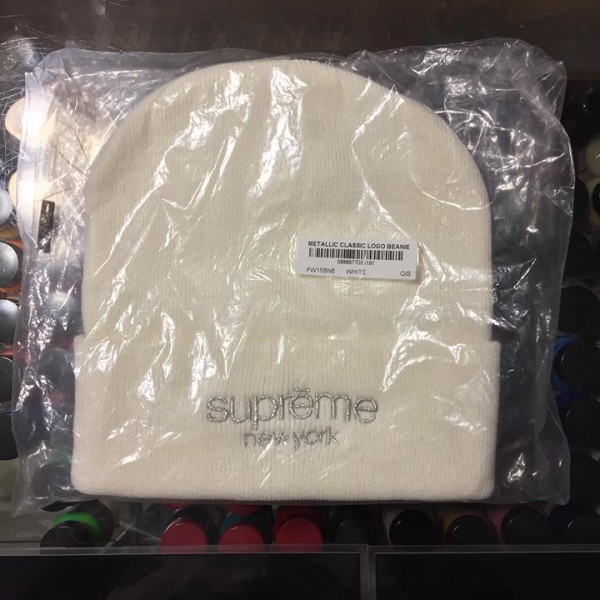 2015 Sup Metallic Classic Logo Beanie White Packaged