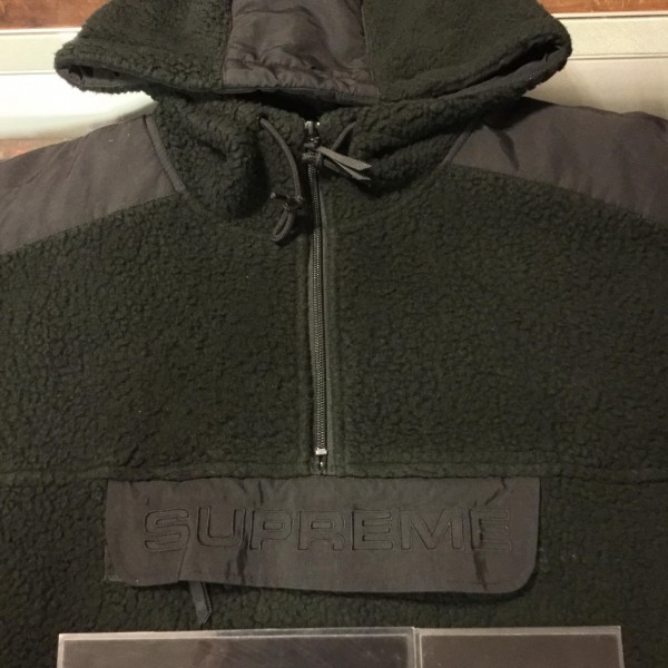 2017 Sup Polartec Fleece Hooded Half Zip Pullover Black