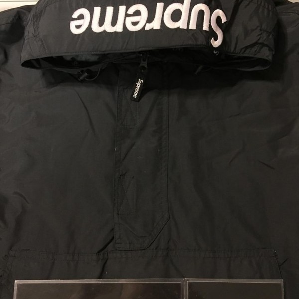 2017 Sup Hooded Logo Half Zip Up Jacket Black
