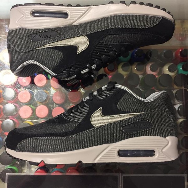 2017 Nike Women Air Max 90 SE Black Dark Grey Denim